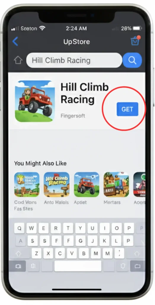 Download Hill Climb Racing Mod APK Unlimited Money and Fuel iOS 4 Tap “Get” (free, 182.9MB